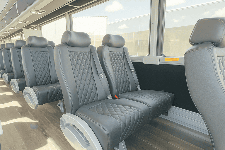 interior of Phoenix Minibus Company charter bus