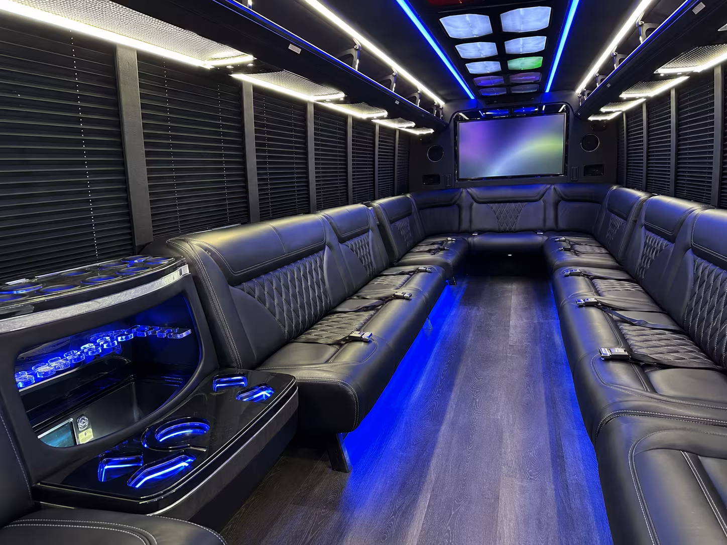 phoenix 20 passenger party bus inside